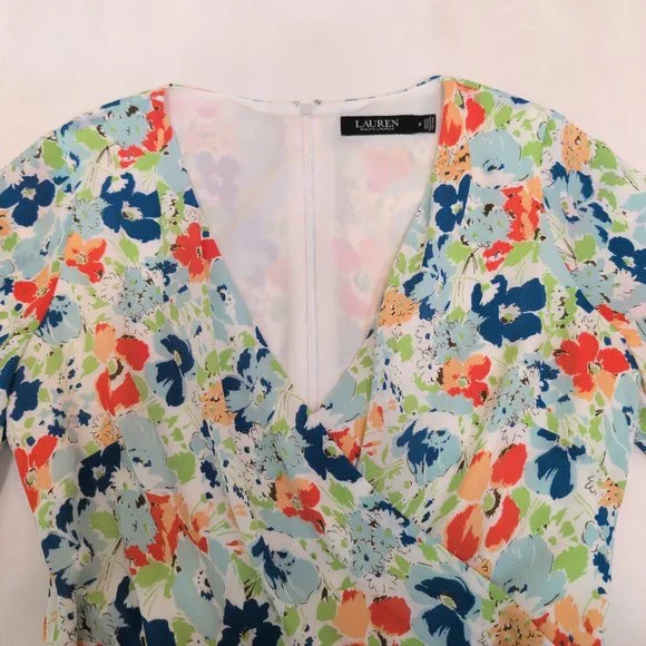 Lauren Ralph Lauren Floral Fit & Flare Dress Size 8 - Picture 5 of 10